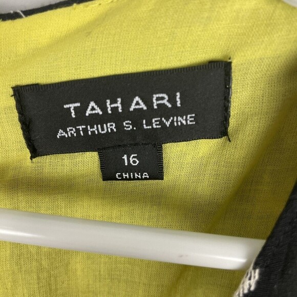 TAHARI Arthur S Levine Black Embroidered Handkerchief Hem Dress Size 16​​​​​ - Picture 6 of 9